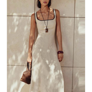 ĐẦM LINEN CỔ U VIỀN MẢNH 2 DÂY SIẾT EO TÔN DÁNG PHONG CÁCH BASIC ĐỦ SIZE