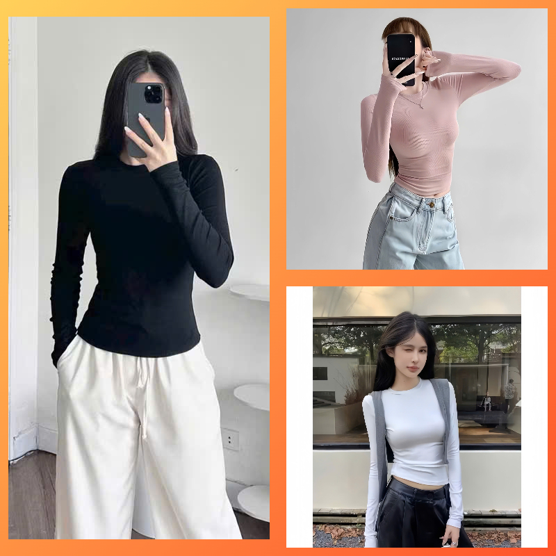 (Combo dộc quyền) Combo 3 Áo thun giữ nhiệt tay dài nữ chất thun tăm co giãn,dày dặn mềm mịn nhiều màu-ALASAVA | BigBuy360 - bigbuy360.vn