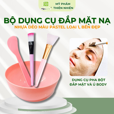 Bộ Dụng Cụ 4 Món Bát Trộn Que Nhựa Cọ Lông Cọ Silicon Cao Cắp Đắp Mặt Nạ Hapuganic