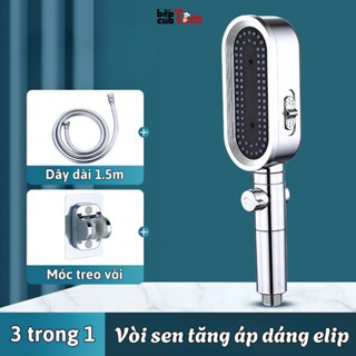 Vòi Sen Tăng Áp Cao Cấp Bepcuatom, Vòi Sen Dáng Elip Hiện Đại 3 Chế Độ Tuỳ Chỉnh, Có Lõi Lọc Nước An Toàn Cho Làn Da