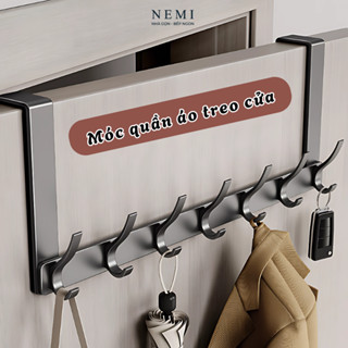  Thanh Móc Treo Sau Cửa Nemi Không Khoan Đục Thép Không Gỉ Móc Quần Áo Treo Cửa Tiết Kiệm Không Gian Đa Năng 
