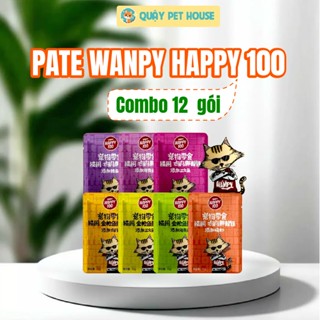  Pate Wanpy Happy 100 70g  bate cho mèo combo 12 gói hỗ trợ mèo tăng cân mượt lông gói 70g 