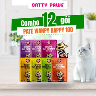  Pate Wanpy Happy 100 combo 12 gói pate 70g cho mèo cung cấp dinh dưỡng nhiều vị 