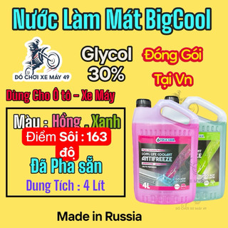 [MH] ( 4 Lít ) Nước làm mát BIGCOOL (  Glycol 30% ) màu XANH , HỒNG  cho ô tô, xe máy, Nhập Khẩu Nga >>>