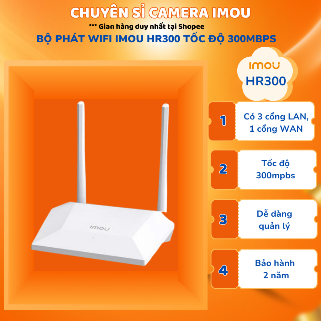 Bộ phát wifi Imou HR300 tốc độ 300Mbps, Bảo hành chính hãng 2 năm