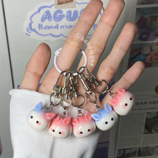 Móc khóa đất sét handmade bé Thỏ hồng Sky children of the light đáng iu