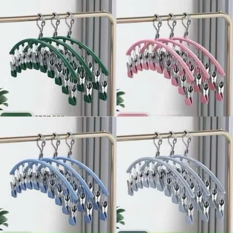 Thanh 10 Móc Kẹp Inox Phơi Quần Áo, Khăn, Tất, Đồ Lót Đa Năng