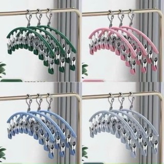 Thanh 10 Móc Kẹp Inox Phơi Quần Áo, Khăn, Tất, Đồ Lót Đa Năng