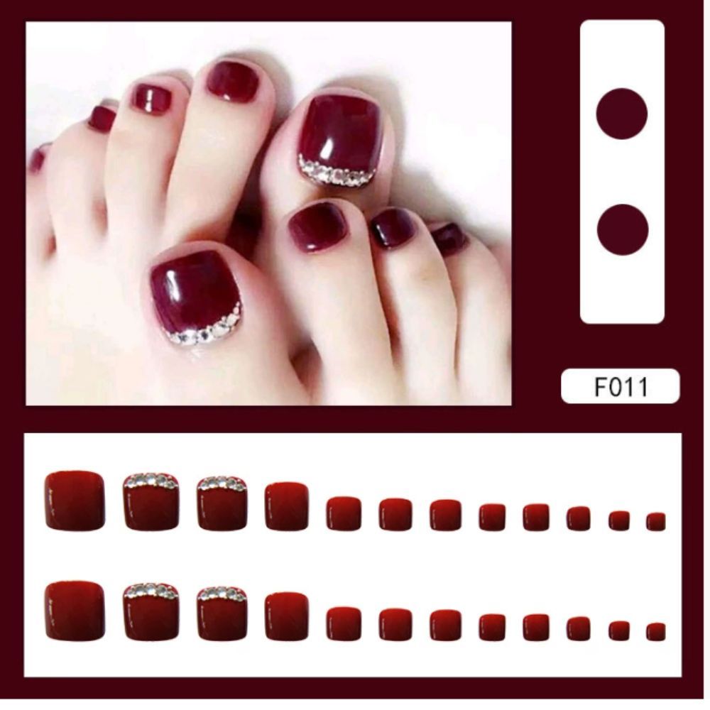 Ảnh 3 của Móng chân giả BEABIAI Nail box kèm keo gắn, thiết kế trơn, đính đá sang trọng