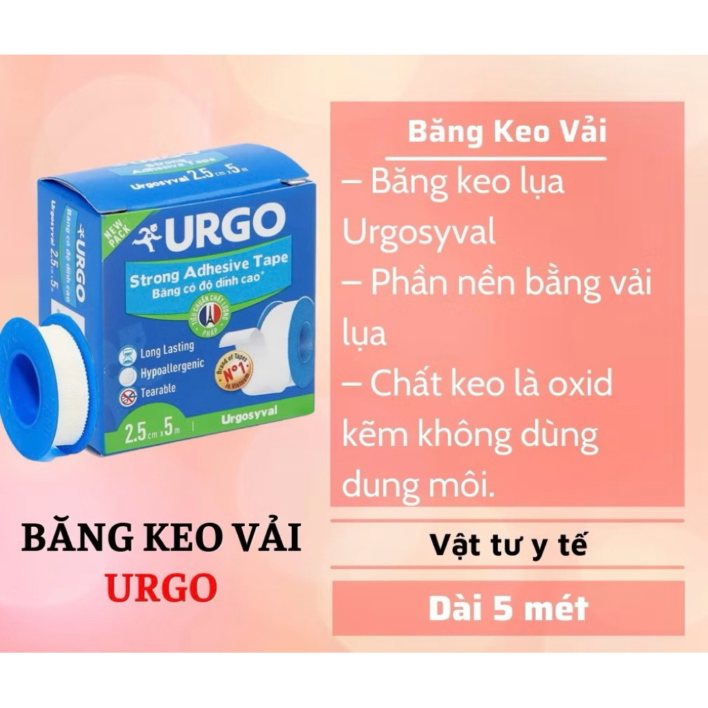 Băng keo lụa Urgo/ An Phú bảng 1.25 x 5 , 2.5 x 5( lốc 12 cuộn)