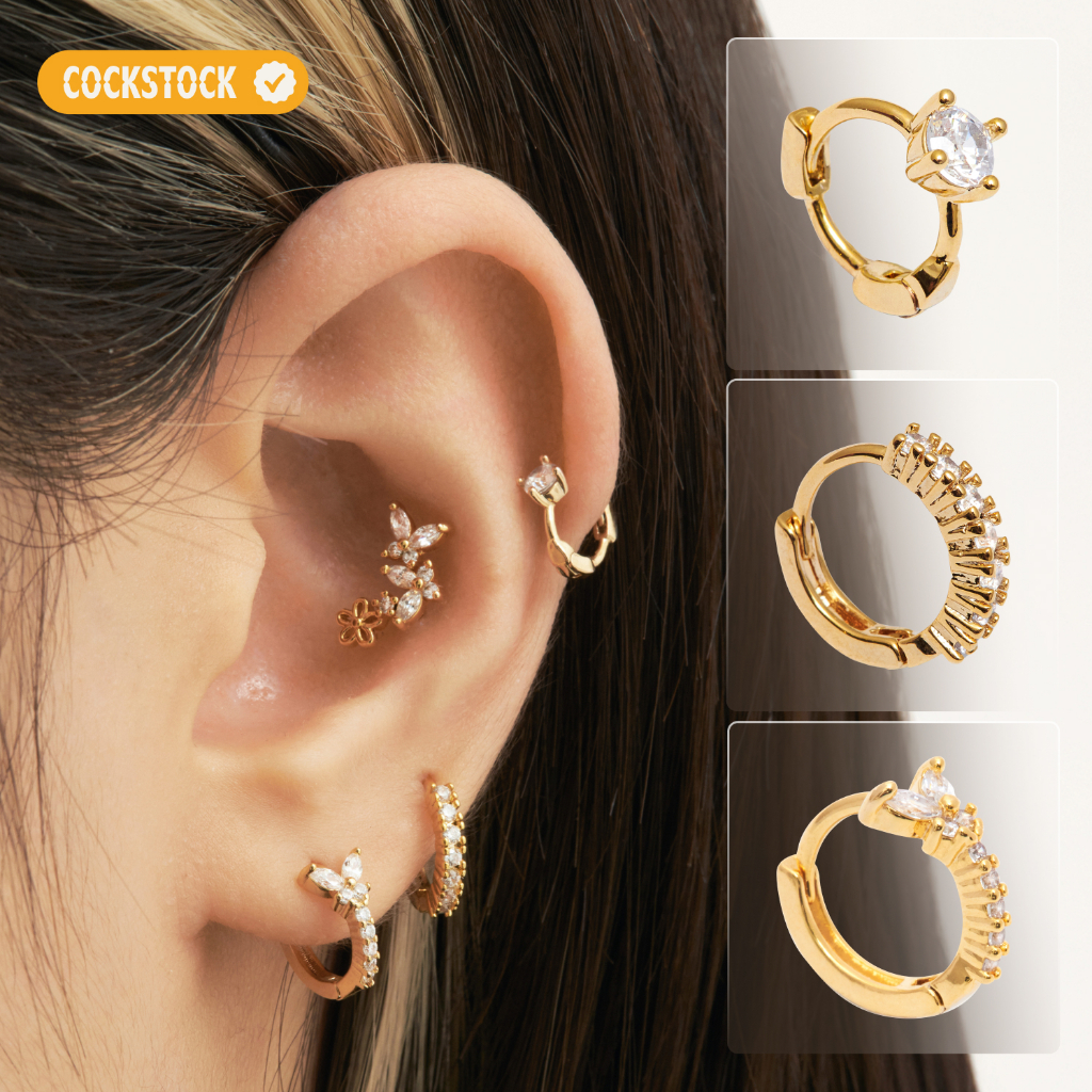Khuyên tai vòng & kẹp vàng sang chảnh - SLAY GOLD HOOP EARRING & EARCUFF COLLECTION COCKSTOCK