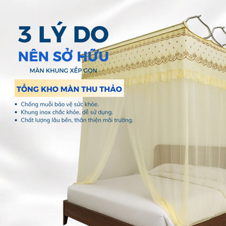 Màn Khung Xếp Gọn Tuyn Lạnh Cao Cấp Loại 1, Trọn Bộ Khung Màn Inox Bền Chắc - Xường Màn Thu Thảo