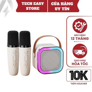 Loa Karaoke mini kèm 2 micro Loa bluetooth K12 Không Dây 2024 Thiết Kế Nhỏ Gọn Hát Cực Hay
