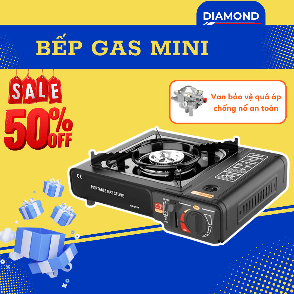 Bếp Ga mini HOMECARE Chống Nổ Chống Rỉ Công Suất 3500W Liện Lợi Mạng Đi Cắm Trại Dã Ngoại