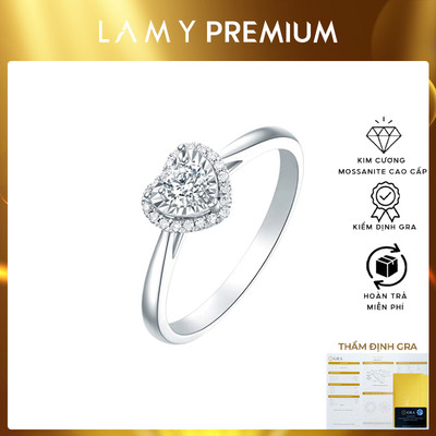 Nhẫn cầu hôn kim cương Moissanite LAMY 6 Ly Love Heart DR039 - Kiểm Định GRA