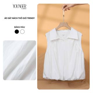 Áo sơ mi nữ thô gió YOUNGER BY CARDINA dáng sát nách cổ bẻ Trendy 5YAKS02