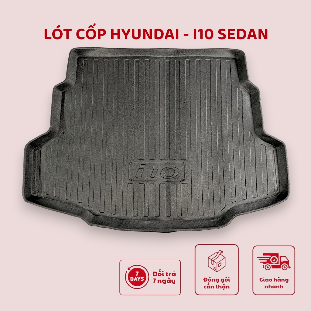 Lót cốp xe Huyndai Grand i10 Sedan 2021 2022 2023 2024 (đuôi dài) Nhựa TPO dẻo