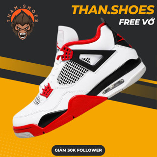 Giày Sneaker Mã Số 4 Fire Red, Trắng Viền Đỏ - Than.Shoes
