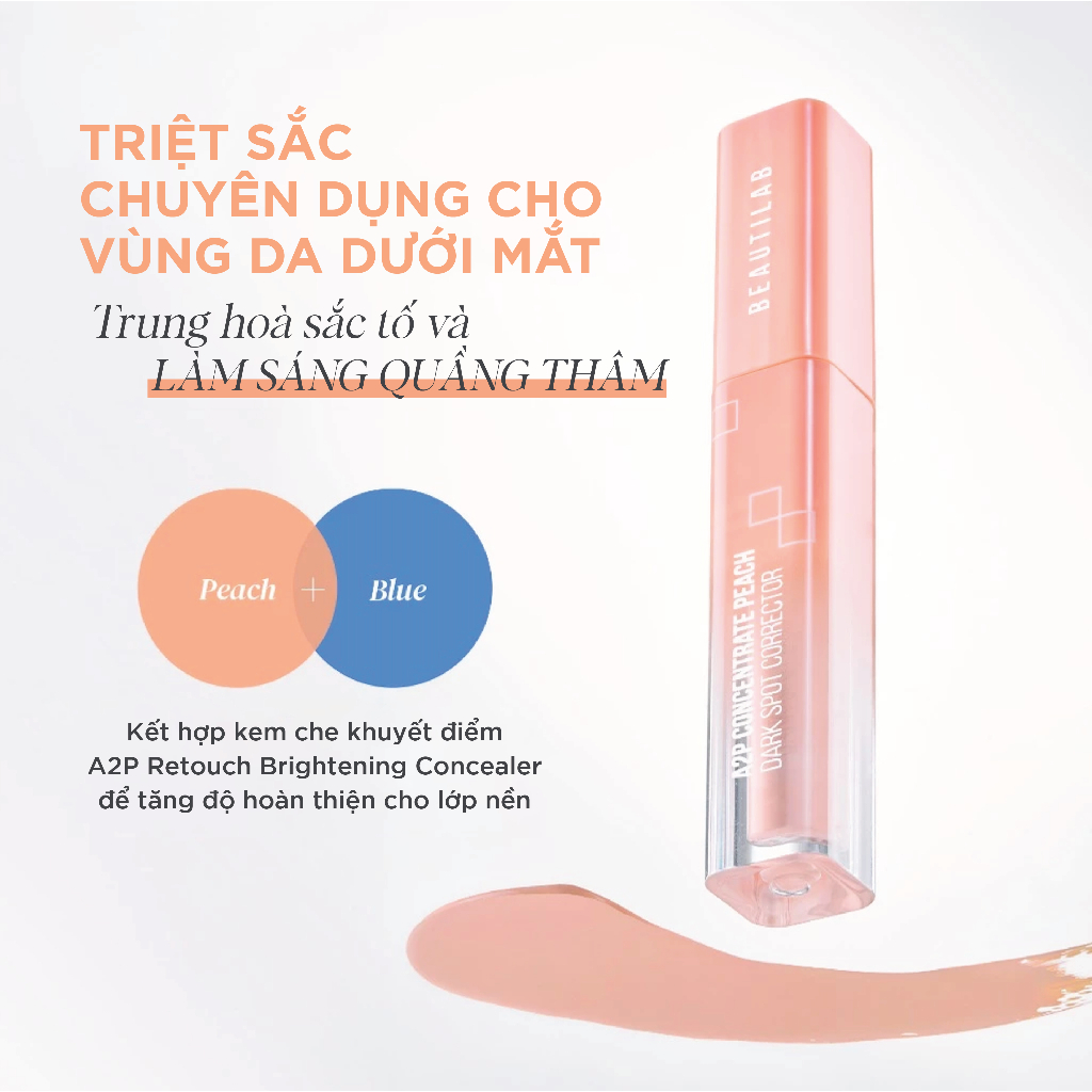 Kem che khuyết điểm & triệt sắc BEAUTILAB A2P Concentrate Peach Dark Spot & Retouch Brightening Concealer 2.5g | BigBuy360 - bigbuy360.vn