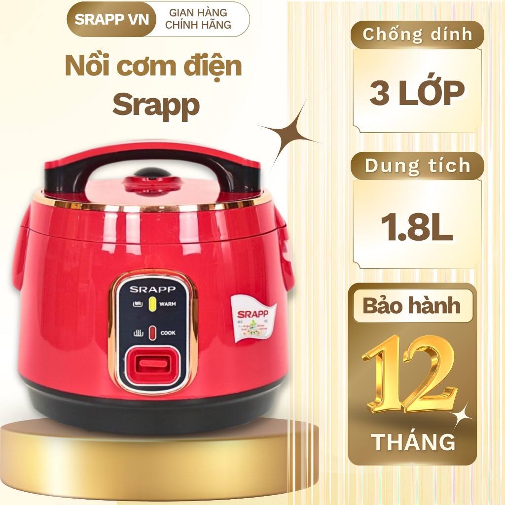 Nồi cơm điện SRAPP dung tích 1.2L-1.8L, nồi cơm thế hệ mới thiết kế sang trọng, chống dính cực tốt