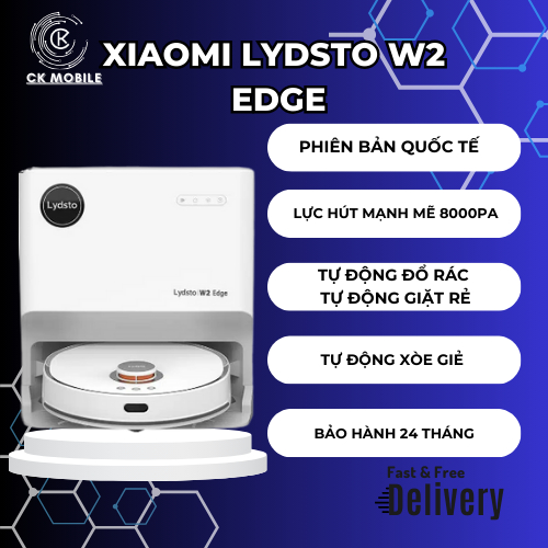 Robot hút bụi Xiaomi Lydsto W2 EDGE tự động giặt sấy giẻ, tự động hút rác Bản quốc tế.