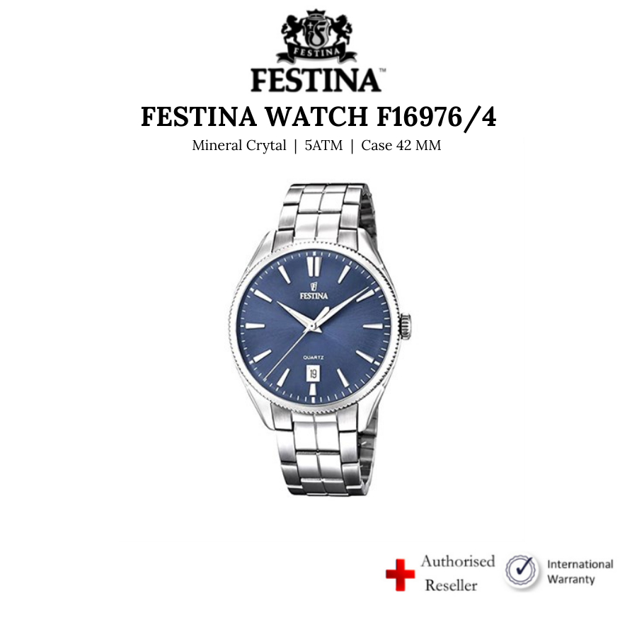 Đồng hồ nam Festina F16976/4 chống nước, dây thép đeo tay không gỉ cao cấp chính hãng