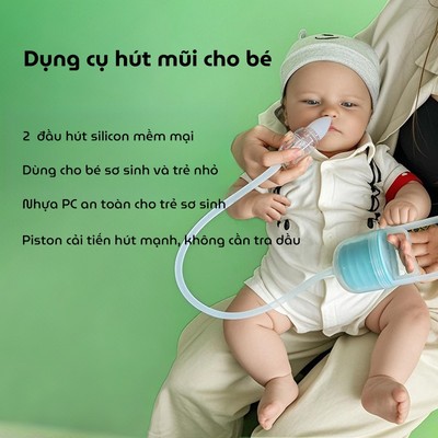 Máy hút mũi cho bé sơ sinh KidAndMom Nasal Asprirator Pro nâng cấp piston, 2 đầu hút silicon mềm mại