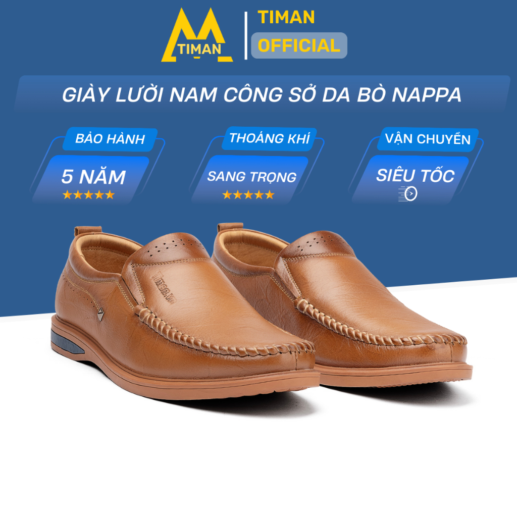 Giày lười nam da bò Nappa cao cấp Timanvn NK37 đế cao êm chân sang trọng bảo hành 5 năm