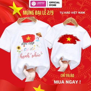  Áo thun Cờ Đỏ Sao Vàng áo Việt Nam trẻ em và người lớn áo thun in hình size từ 10 - 65kg 