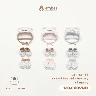 Set Bao Tay Bao Chân Cho Bé Sơ Sinh Embes, Set Bao Tay Bao Chân Chất Cotton Mềm Mại Họa Tiết Cho Bé