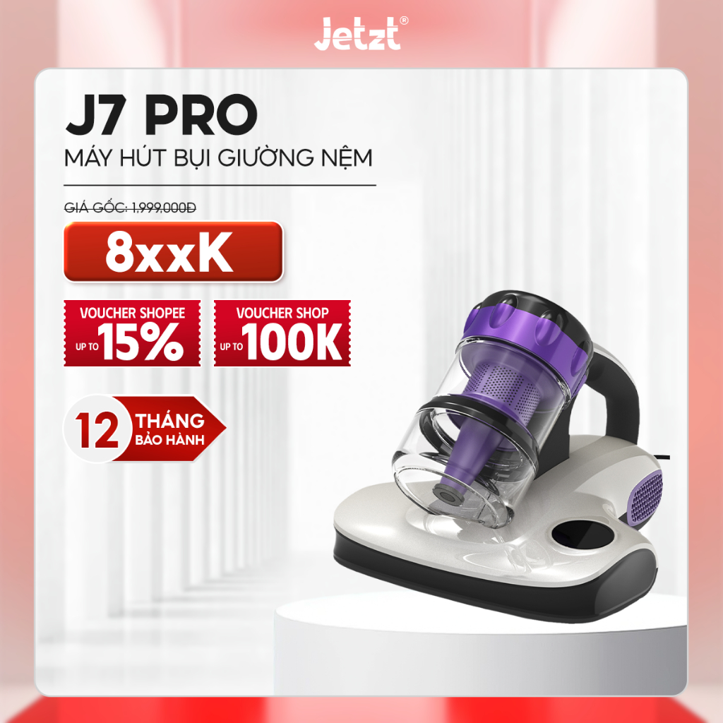 Máy Hút Bụi Giường Nệm JETZT J7 PRO – Lực Hút 18.500PA, Tích Hợp UV Diệt Khuẩn