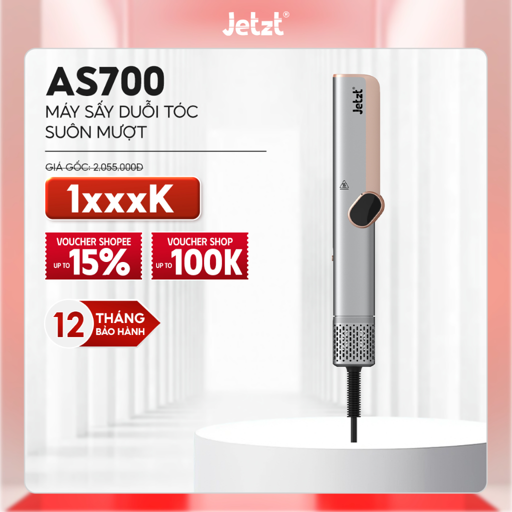 Máy sấy duỗi tóc Jetzt AS700 với 4 mức độ nhiệt làm nóng nhanh