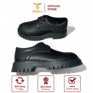 Giày da nam cột dây Chunky Derby TESMAN-T99 đế Chunky cao 5cm, da lì cao cấp, sang trọng