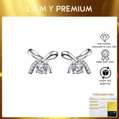 Khuyên tai LAMY Kim Cương Moissanite 0,5 Carat  Bowknot Couple Earrings DE012