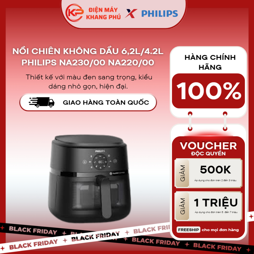 Nồi chiên không dầu 6,2L/4.2L Philips NA230/00 NA220/00