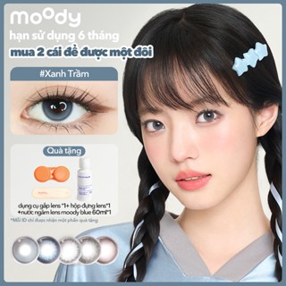 [moody 6 tháng - 01 chiếc] Lens moody 6 tháng màu Xanh Trầm ngọt ngào trong trẻo, cận 0-7, 14.0 - 14.5mm