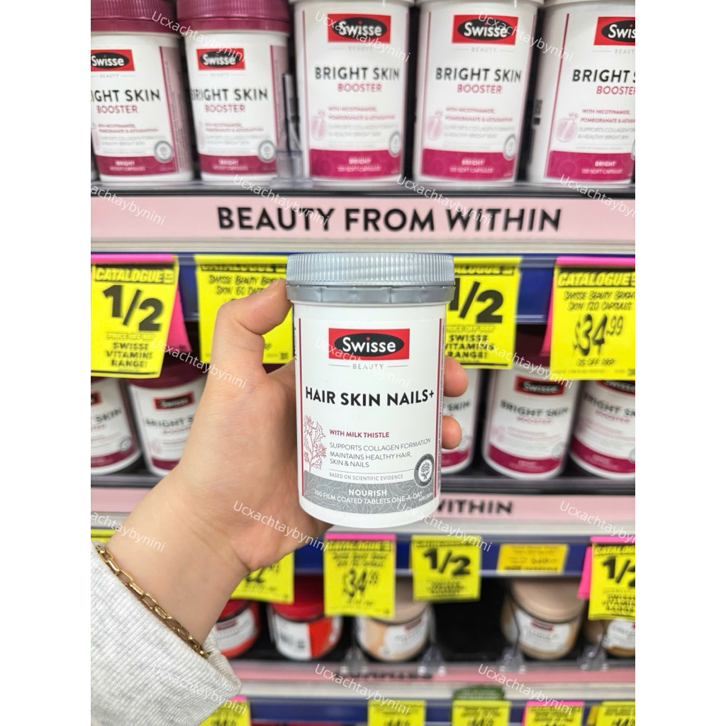 (Bill Úc) Swisse Beauty Hair Skin Nails+ - Viên Uống Đẹp Tóc Da Móng