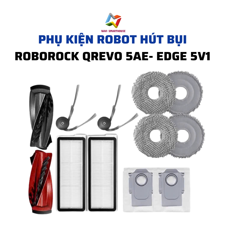 Phụ kiện robot hút bụi Roborock Qrevo 5AE, Edge 5V1 khăn, lọc, chổi cạnh, chổi lăn, túi rác