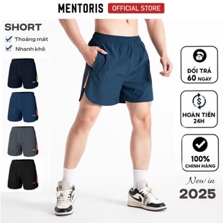 Quần Short Thể Thao Nam MENTORIS Vải Gió Siêu Nhẹ, Thoáng Khí, Túi Khoá, Dây Rút Tiện Lợi MSR2513