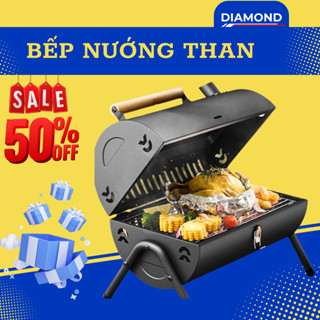 Bếp Nướng Than Hoa Dã Ngoại BBQ Ngoài Trời,Kèm Vỉ Nướng Inox,Khay Đựng Than, Bếp Nướng Thịt Dã Ngoại