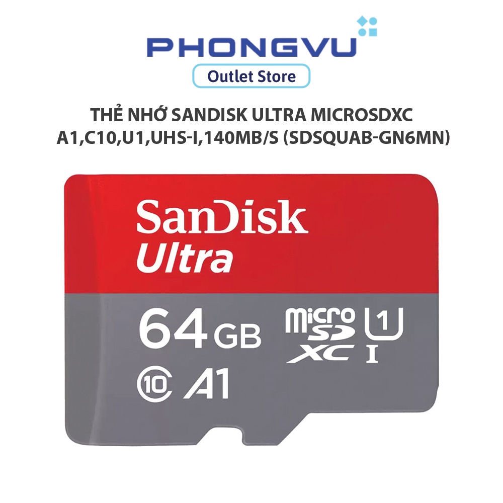 Thẻ nhớ SanDisk Ultra microSDXC A1,C10,U1,UHS-I,140MB/s (SDSQUAB-GN6MN) - Bảo hành 60 tháng