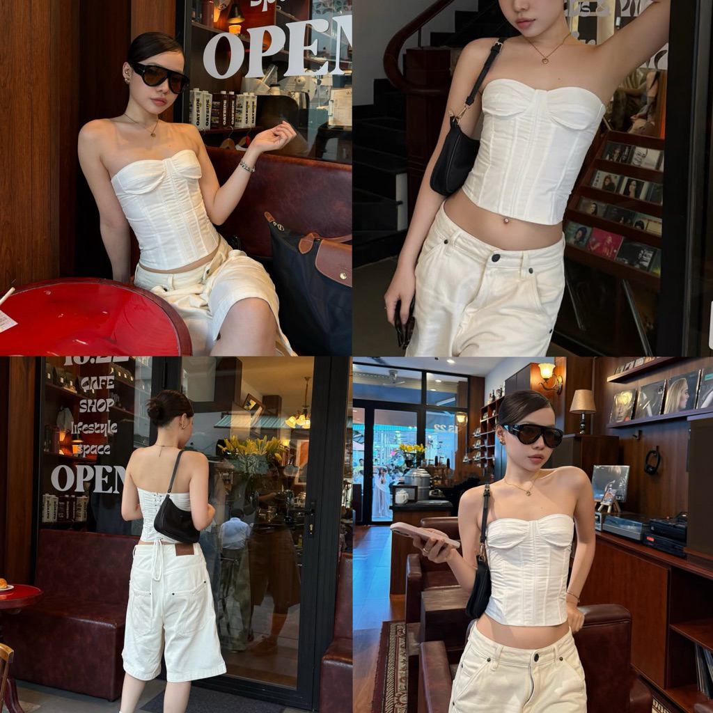  Áo coquette phối ren vintage  Hình ảnh thật shop chụp  