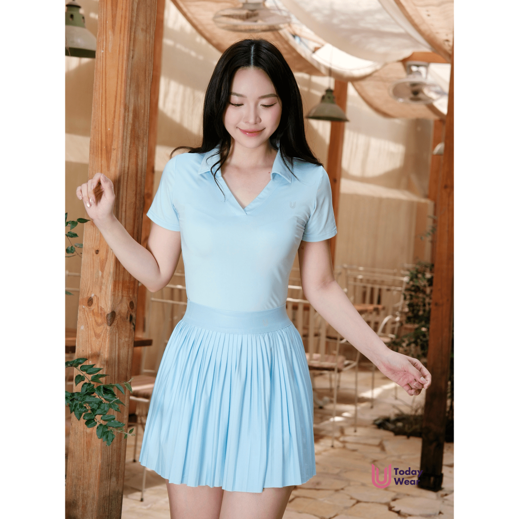 Set bộ đồ nữ thể thao áo Kylie Short mix chân váy Meli Short Today U Wear xanh biển trẻ trung | BigBuy360 - bigbuy360.vn