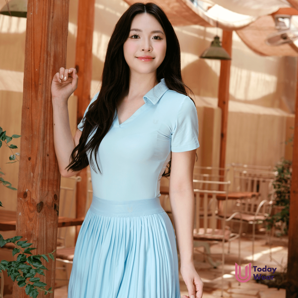 Set bộ đồ nữ thể thao áo Kylie Short mix chân váy Meli Short Today U Wear xanh biển trẻ trung | BigBuy360 - bigbuy360.vn