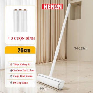  Cây Lau Bụi Đa Năng Lõi Lăn 26cm Cán Dài 125cm - Cây Lăn Bụi Chăn Ga Quần Áo Đệm Sofa - NENON 