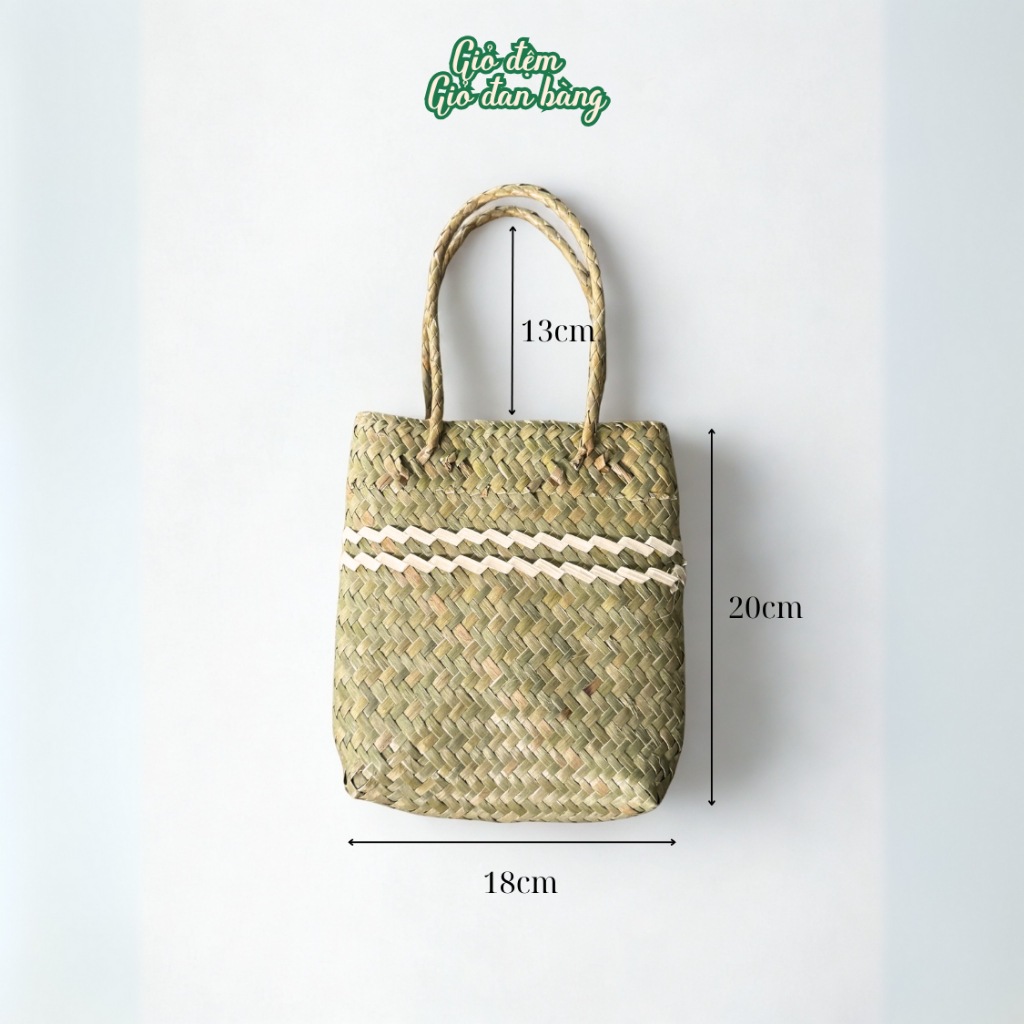 Giỏ bàng, túi cói, túi cỏ bàng, giỏ cói phối sọc