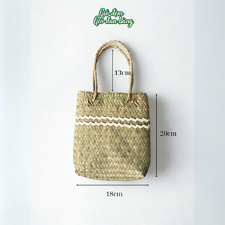 Giỏ bàng, túi cói, túi cỏ bàng, giỏ cói phối sọc