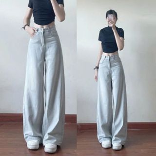 Quần Jeans Nữ Ống Rộng 247Store Cạp Cao, Màu Wash Thời Trang Mặc Đi Học Đi Làm Đi Chơi
