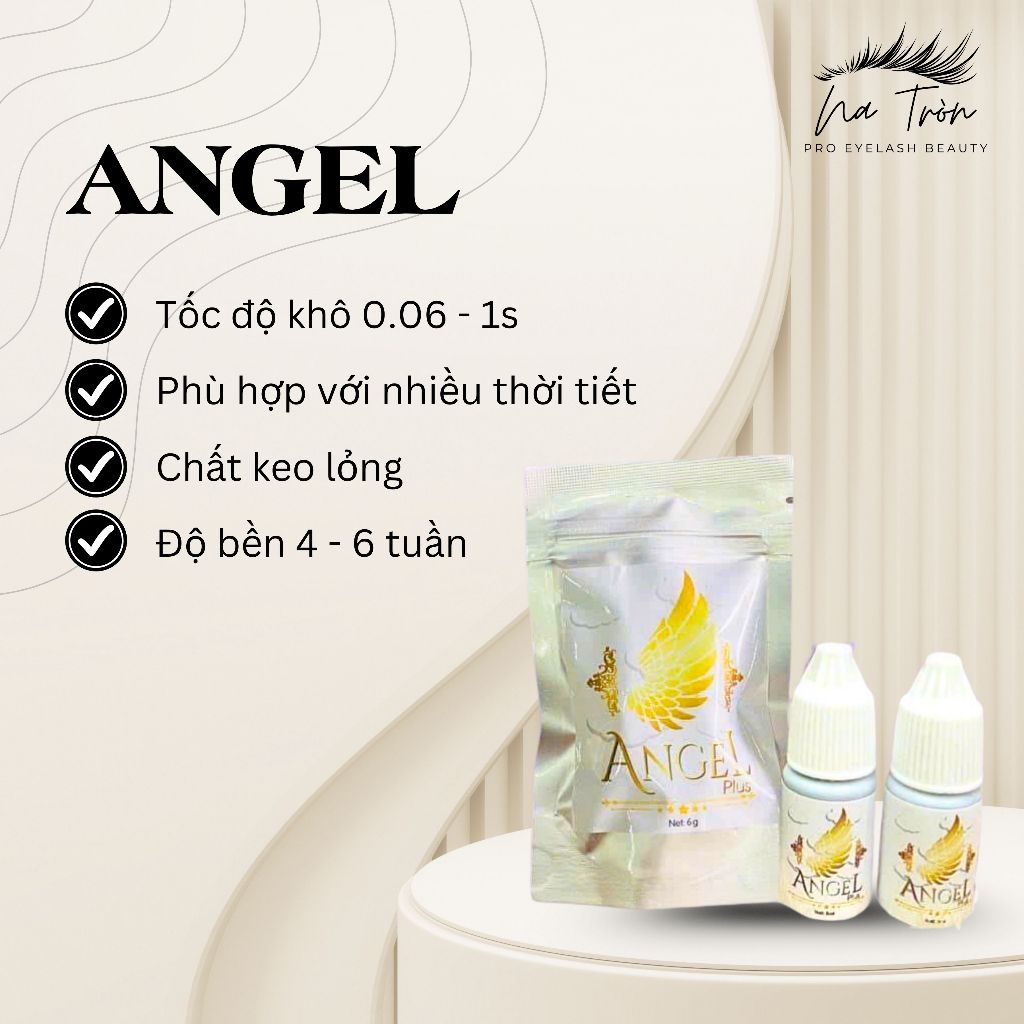 [2 Lọ] Keo Nối Mi ANGEL Plus, Khô 0.06-1s , Keo Nối Mi Bền 4-6 Tuần, Hợp Nhiều Dạng Thời Tiết, Dụng Cụ Nối Mi NA TRÒN