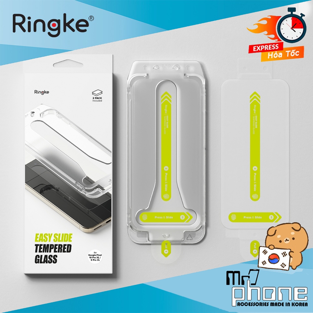 Bộ 2 cường lực Ringke EASY SLIDE TEMPERED GLASS Pixel 10 / 10 Pro / 9 / 9 Pro / Pixel 10 Pro XL / 9 